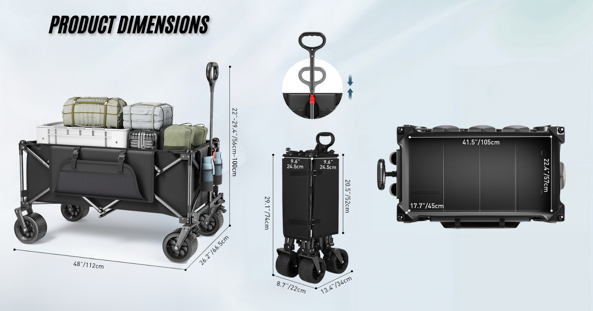 Premium 200L All-Terrain Folding Cart - Resistant and Versatile