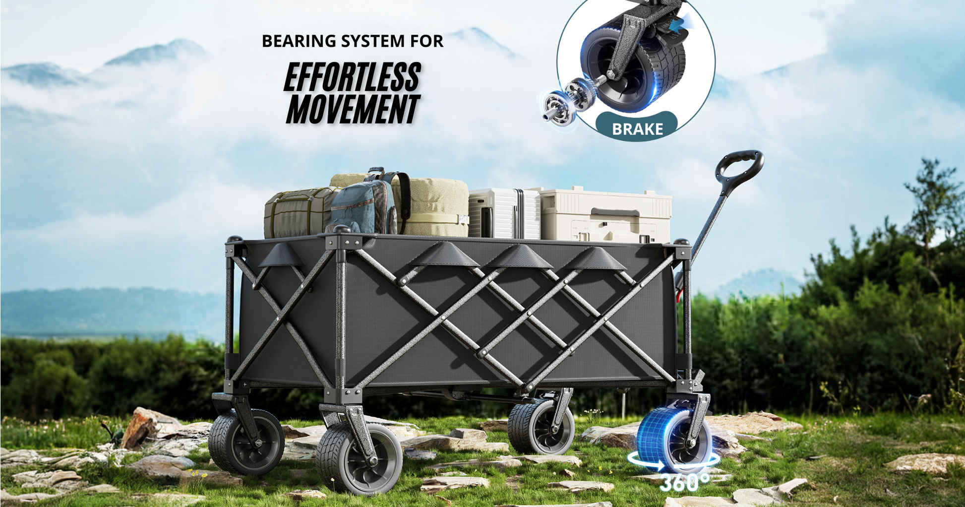 Premium 200L All-Terrain Folding Cart - Resistant and Versatile